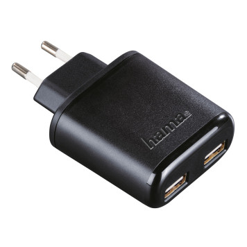 Сетевое зар./устр. Hama H-173608 2.4A+2.4A универсальное кабель USB Type C черный (00173608) -1