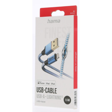 Кабель Hama H-201553 00201553 USB-A-Lightning MFI 1.5м синий -4