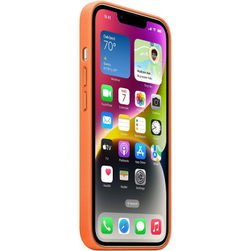 Чехол (клип-кейс) Apple для Apple iPhone 14 Leather Case with MagSafe A2906 оранжевый (MPP83ZM/A) -6