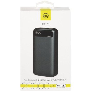 Мобильный аккумулятор Redline PowerBank RP51 20000mAh 3A 2xUSB черный (УТ000032477) -1