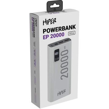 Мобильный аккумулятор Hiper EP 20000 20000mAh 3A QC PD 2xUSB белый (EP 20000 WHITE) -1