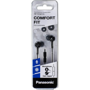 Гарнитура вкладыши Panasonic RP-TCM115GC 1.2м черный проводные в ушной раковине (RP-TCM115GCK) 