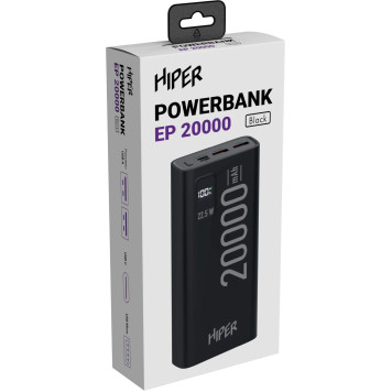 Мобильный аккумулятор Hiper EP 20000 20000mAh 3A QC PD 2xUSB черный (EP 20000 BLACK) -1