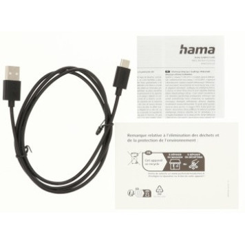 Кабель Hama H-201594 00201594 USB-A-USB-C 1м черный -1