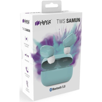Гарнитура вкладыши Hiper TWS SAMUN голубой беспроводные bluetooth в ушной раковине (HTW-APX3) -3