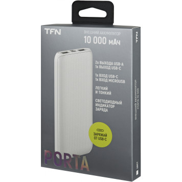 Мобильный аккумулятор TFN Porta PB-247 10000mAh 2.1A белый (TFN-PB-247-WH) -1