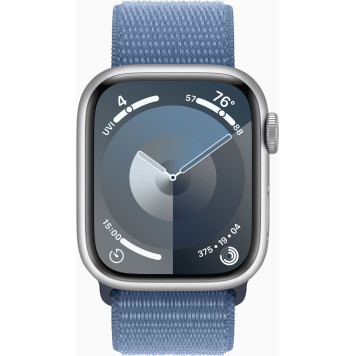 Смарт-часы Apple Watch Series 9 A2978 41мм OLED корп.серебристый Sport Loop рем.синий разм.брасл.:130-200мм (MR923LL/A) -1