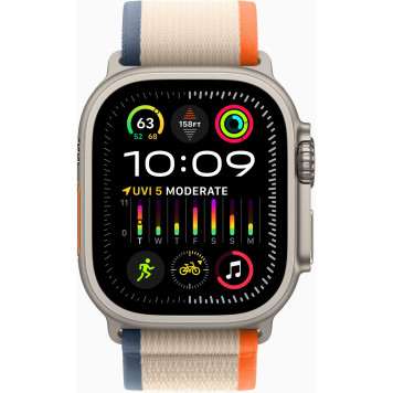 Смарт-часы Apple Watch Ultra 2 A2986 49мм OLED корп.титан Trial loop рем.оранжевый/бежевый разм.брасл.:130-180мм (MRF13LL/A) -1