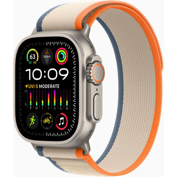 Смарт-часы Apple Watch Ultra 2 A2986 49мм OLED корп.титан Trial loop рем.оранжевый/бежевый разм.брасл.:130-180мм (MRF13LL/A) 