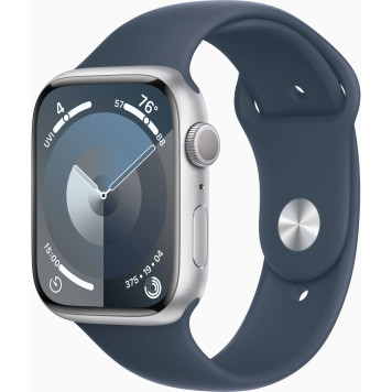 Смарт-часы Apple Watch Series 9 A2980 45мм OLED корп.серебристый Sport Band рем.синий разм.брасл.:160-210мм (MR9E3LL/A) -2