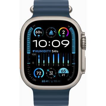 Смарт-часы Apple Watch Ultra 2 A2986 49мм OLED корп.титан Ocean band рем.синий разм.брасл.:130-200мм (MREG3VC/A) -1