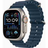 Смарт-часы Apple Watch Ultra 2 A2986 49мм OLED корп.титан Ocean band рем.синий разм.брасл.:130-200мм (MREG3VC/A)