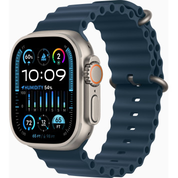 Смарт-часы Apple Watch Ultra 2 A2986 49мм OLED корп.титан Ocean band рем.синий разм.брасл.:130-200мм (MREG3VC/A) 