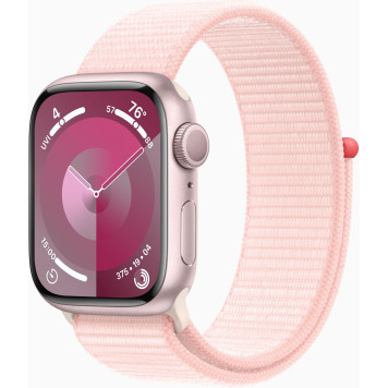 Смарт-часы Apple Watch Series 9 A2978 41мм OLED корп.розовый Sport Loop рем.светло-розовый разм.брасл.:130-200мм (MR953LL/A) -2