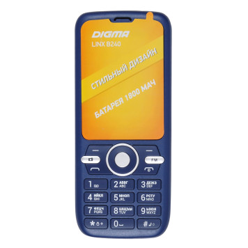 Мобильный телефон Digma B240 Linx 32Mb синий моноблок 2Sim 2.44