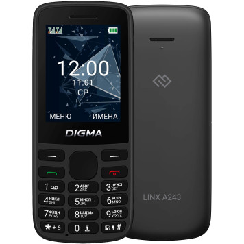 Мобильный телефон Digma A243 Linx 32Mb 32Mb черный моноблок 2Sim 2.4
