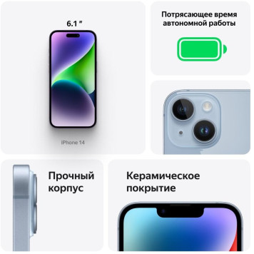 Смартфон Apple A2882 iPhone 14 256Gb 6Gb темная ночь моноблок 3G 4G 1Sim 6.1