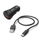 Комплект зар./устр. Hama H-183231 3A QC универсальное кабель USB Type C черный (00183231)