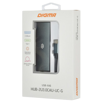 Стыковочная станция Digma HUB-2U3.0СAU-UC-G -1