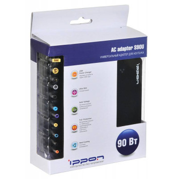 Блок питания Ippon S90U автоматический 90W 18.5V-20V 11-connectors 4.5A 1xUSB 2.1A от бытовой электросети LED индикатор -6