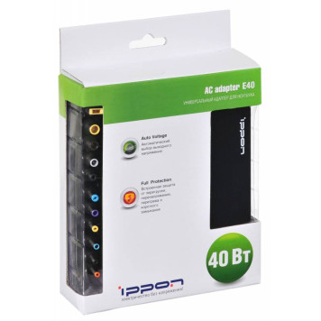 Блок питания Ippon E40 автоматический 40W 18.5V-20V 11-connectors 0.7A от бытовой электросети LED индикатор -6