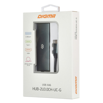 Стыковочная станция Digma HUB-2U3.0СH-UC-G -1