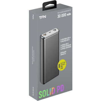 Мобильный аккумулятор TFN Solid PB-283 30000mAh QC/PD 20W 3A 3xUSB-A/USB-C черный (TFN-PB-283-BK) -3