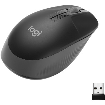 Мышь Logitech M190 черный/темно-серый оптическая (1000dpi) беспроводная USB для ноутбука (2but) -1