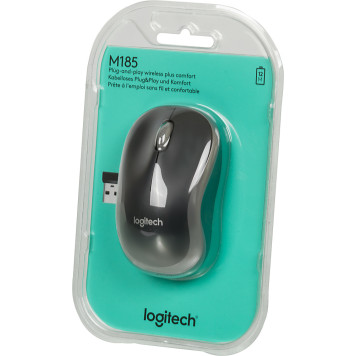 Мышь Logitech M185 серый/черный оптическая (1000dpi) беспроводная USB1.1 для ноутбука (2but) -8