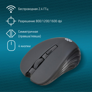 Мышь Oklick 545MW черный/черный оптическая (1600dpi) беспроводная USB (3but) -8