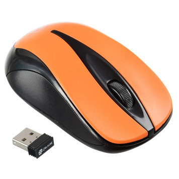 Мышь Оклик 675MW черный/оранжевый оптическая (800dpi) беспроводная USB (2but) -1