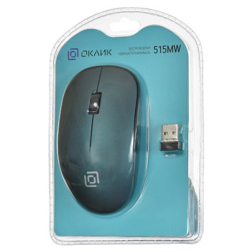 Мышь Oklick 515MW черный/зеленый оптическая (1200dpi) беспроводная USB (2but) -1