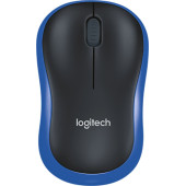 Мышь Logitech M186 черный/синий оптическая (1000dpi) беспроводная USB2.0 для ноутбука (3but)