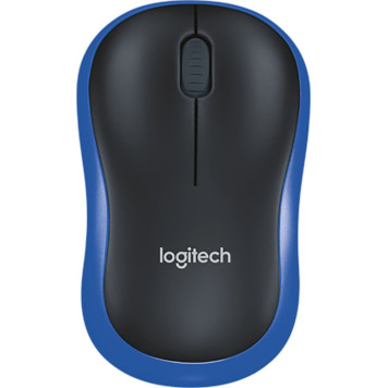 Мышь Logitech M186 черный/синий оптическая (1000dpi) беспроводная USB2.0 для ноутбука (3but) 