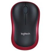 Мышь Logitech M186 черный/красный оптическая (1000dpi) беспроводная USB2.0 для ноутбука (3but)