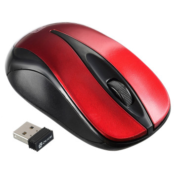 Мышь Oklick 675MW черный/красный оптическая (800dpi) беспроводная USB (2but) -1