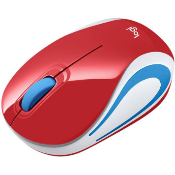 Мышь Logitech Mini M187 красный оптическая (1000dpi) беспроводная USB для ноутбука (2but) -1