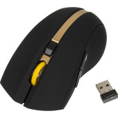 Мышь Оклик 495MW черный/золотистый оптическая (1600dpi) беспроводная USB (6but)