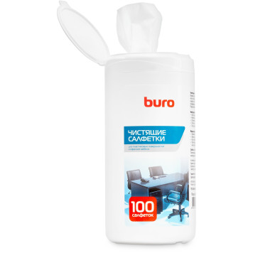 Салфетки Buro BU-Tsurl для пластиковых поверхностей и офисной мебели туба 100шт влажных -1