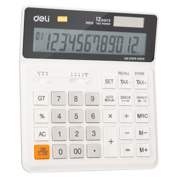 Калькулятор бухгалтерский Deli EM01010 белый 12-разр. -1
