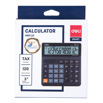 Калькулятор бухгалтерский Deli EM01120 черный 12-разр. -4