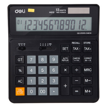 Калькулятор бухгалтерский Deli EM01020 черный 12-разр. -8