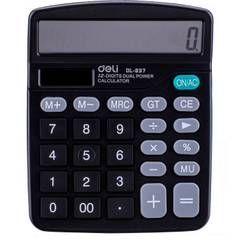 Калькулятор настольный Deli E837 черный 12-разр. 