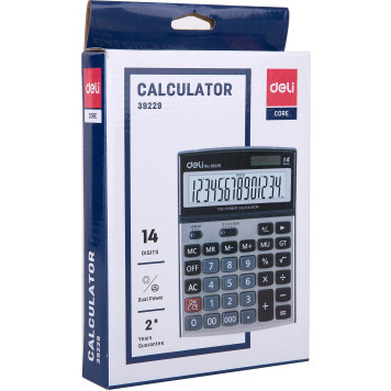 Калькулятор настольный Deli E39229 серебристый 14-разр. -4