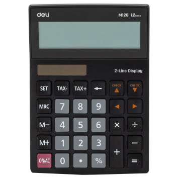 Калькулятор настольный Deli EM126 черный 12-разр. -1