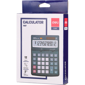 Калькулятор настольный Deli Core E1507 светло-серый 12-разр. -1