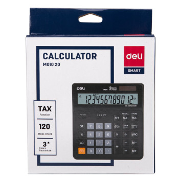 Калькулятор бухгалтерский Deli EM01020 черный 12-разр. -4