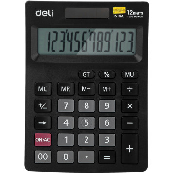 Калькулятор настольный Deli E1519A черный 12-разр. -1