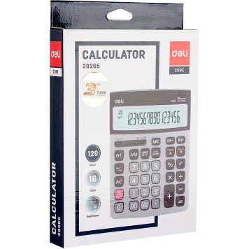Калькулятор бухгалтерский Deli E39265 серый 16-разр. -5
