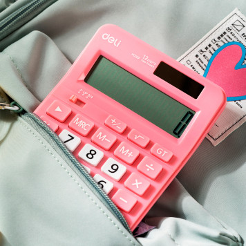 Калькулятор настольный Deli EM210FPINK розовый 12-разр. -1